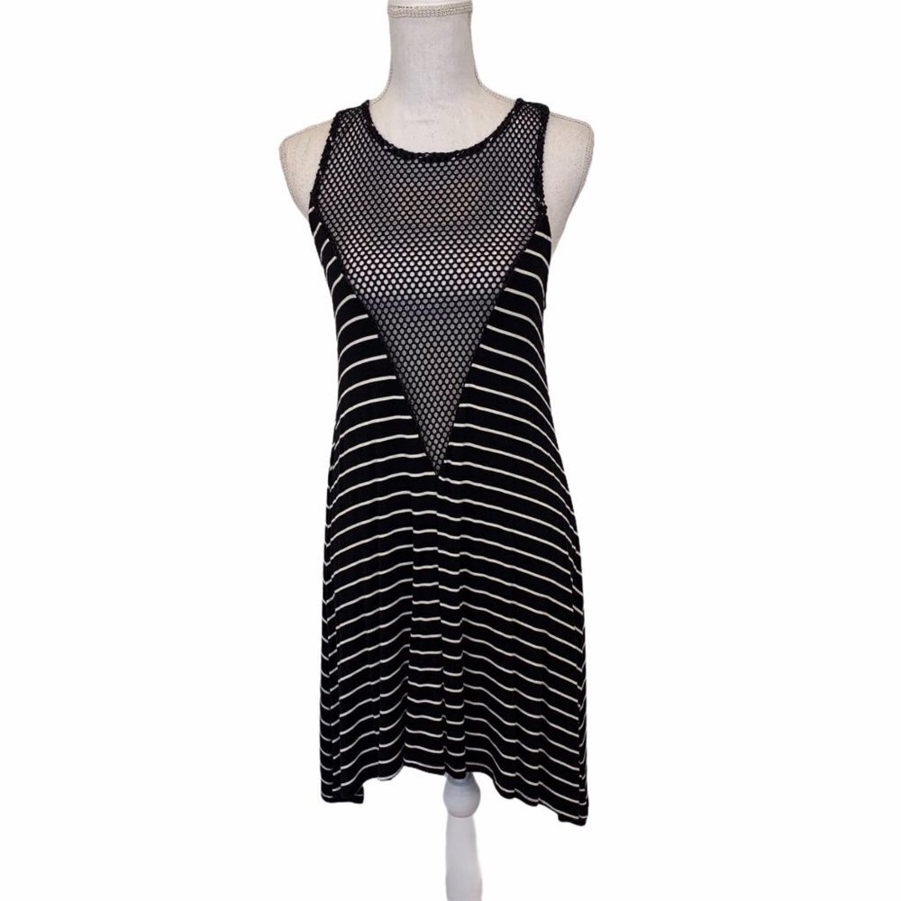 Lily Bleu Beach coverup stripe black white mesh